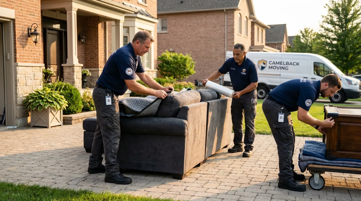 Large estate moving crew wrapping furniture in La Harpe, IL